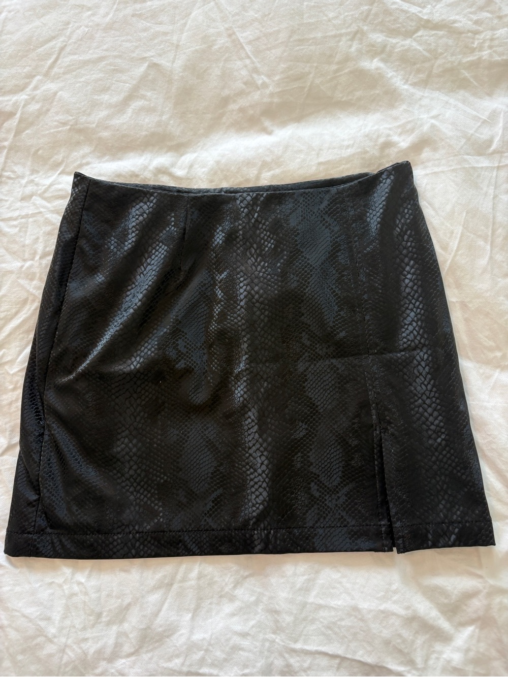 Black Faux-Snakeskin Mini Skirt - Women